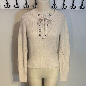 Cream Lace-Up Sweater size M